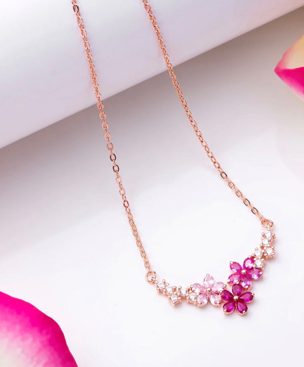 Blossom Sterling silver rose gold plated flower necklace