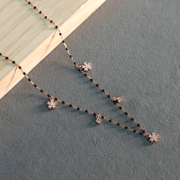 flower design rosegold plated pure silver mangalsutra