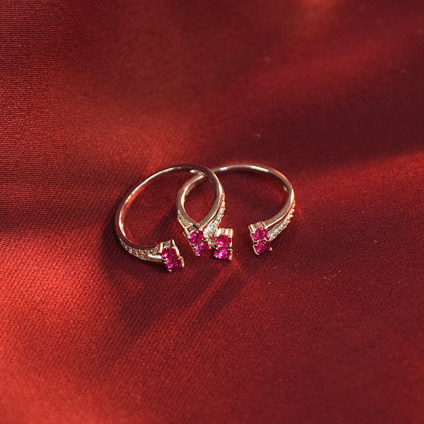 Pink diamond silver toe ring