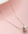 Single pearl pure silver Rosegold plated necklace