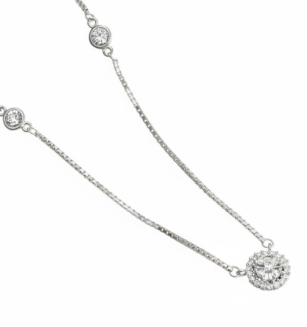 Solitaire pure silver necklace