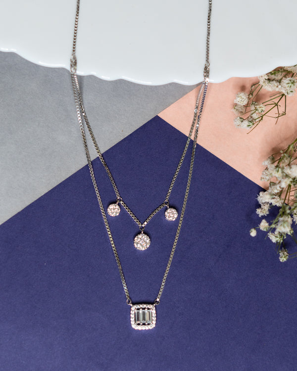 Double layer Solitaire necklace