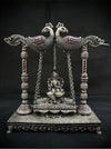 Silver Peacock Jhula with Ganesha Idol
