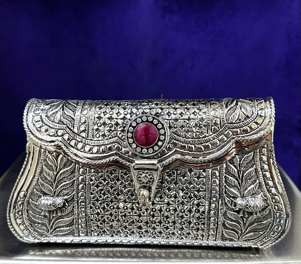 Oxidized Silver Hand Clutch