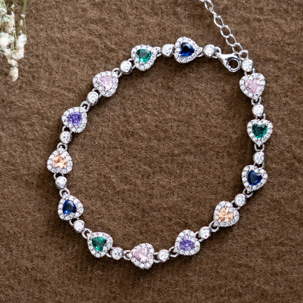 Heart Multicolour Solitare Bracelet