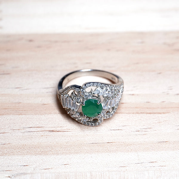 Green Emerald Solitaire Ring