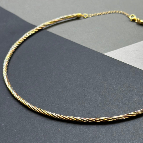 Silver Three Tone Twisted Hasli