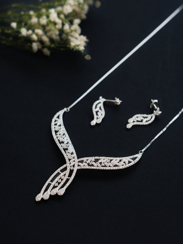 Diamond pure silver trendy necklace