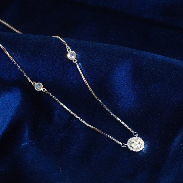 Solitaire pure silver necklace