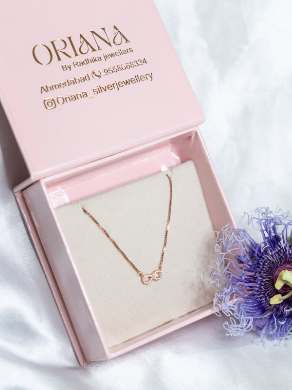 Infinity Rosegold plated minimal silver necklace