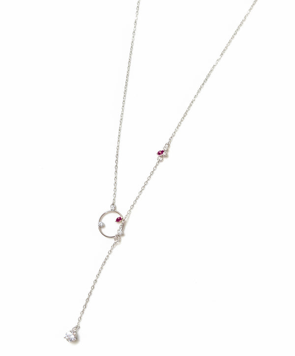 Circle with minimal pink stone necklace