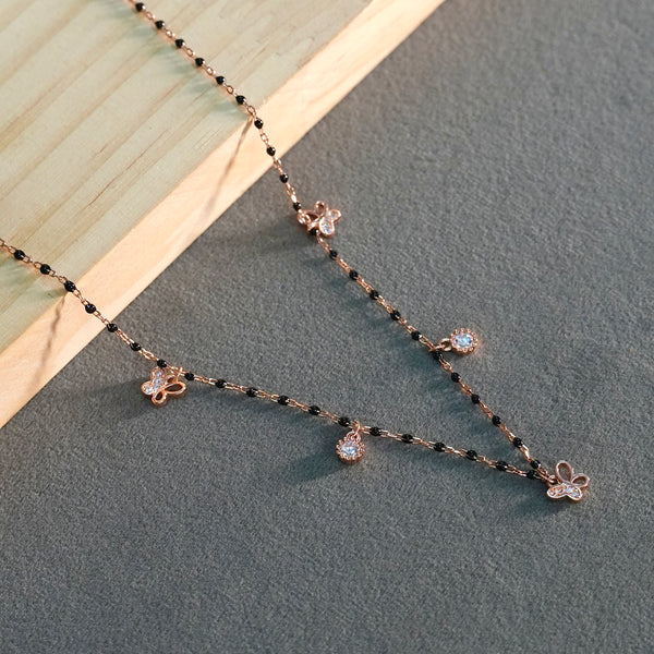 Butterfly minimal rose gold plated pure 925 silver Mangalsutra
