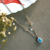 Double layer blue drop shape sterling silver necklace