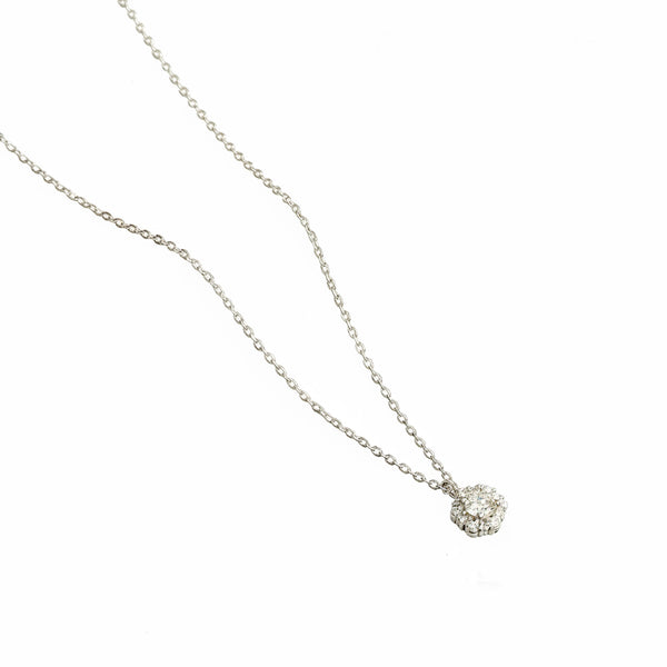 Solitaire minimal silver pendant with chain