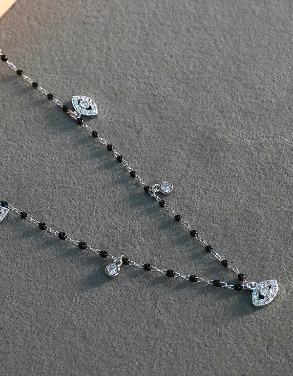 Eveil eye charm pure silver mangalsutra