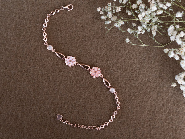 Rosegold MOP flower design bracelet