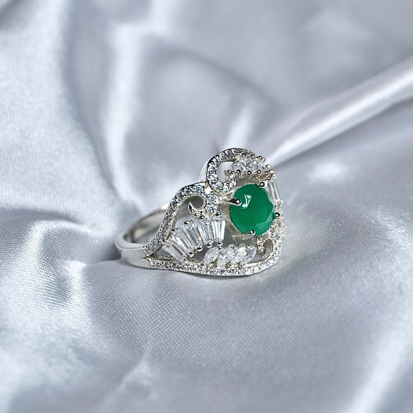 Green Emerald Solitaire Ring
